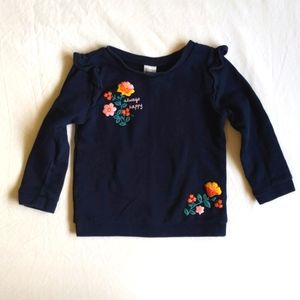 4/$15 carter's navy blue sweatshirt with floral detail 24 months baby girl